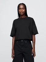 French Terry Cropped Rolled Hem Sweatshirt