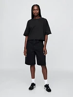 French Terry Cropped Rolled Hem Sweatshirt