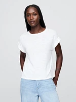 Linen-Blend Roll-Cuff T-Shirt