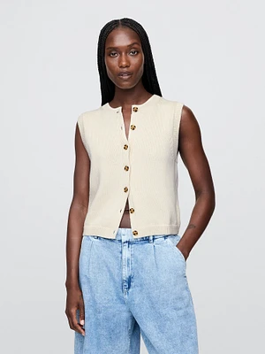 Cropped Cardigan Sweater Vest