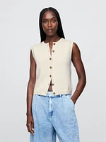 Cropped Cardigan Sweater Vest