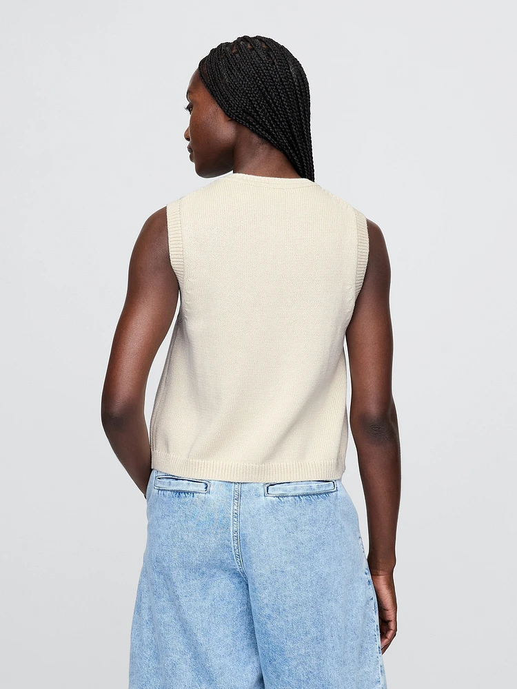Cropped Cardigan Sweater Vest