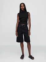 Modern Funnel-Neck Ruched Cropped Tank Top