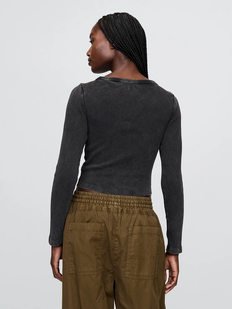 Heavyweight Rib Boatneck Crop T-Shirt
