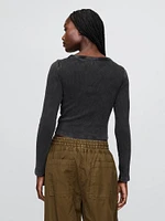 Heavyweight Rib Cropped Boatneck T-Shirt