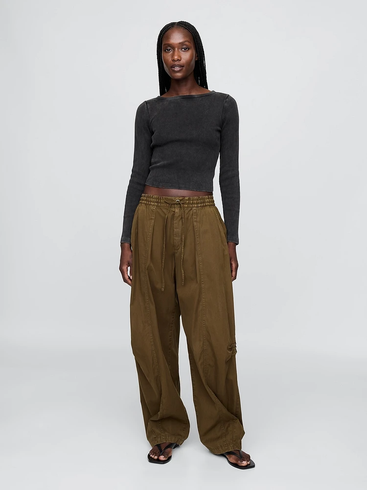 Heavyweight Rib Boatneck Crop T-Shirt
