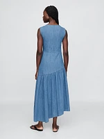 Denim Asymmetrical Midi Dress