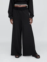 French Terry Wide-Leg Rolled Hem Sweatpants