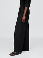 French Terry Wide-Leg Rolled Hem Sweatpants