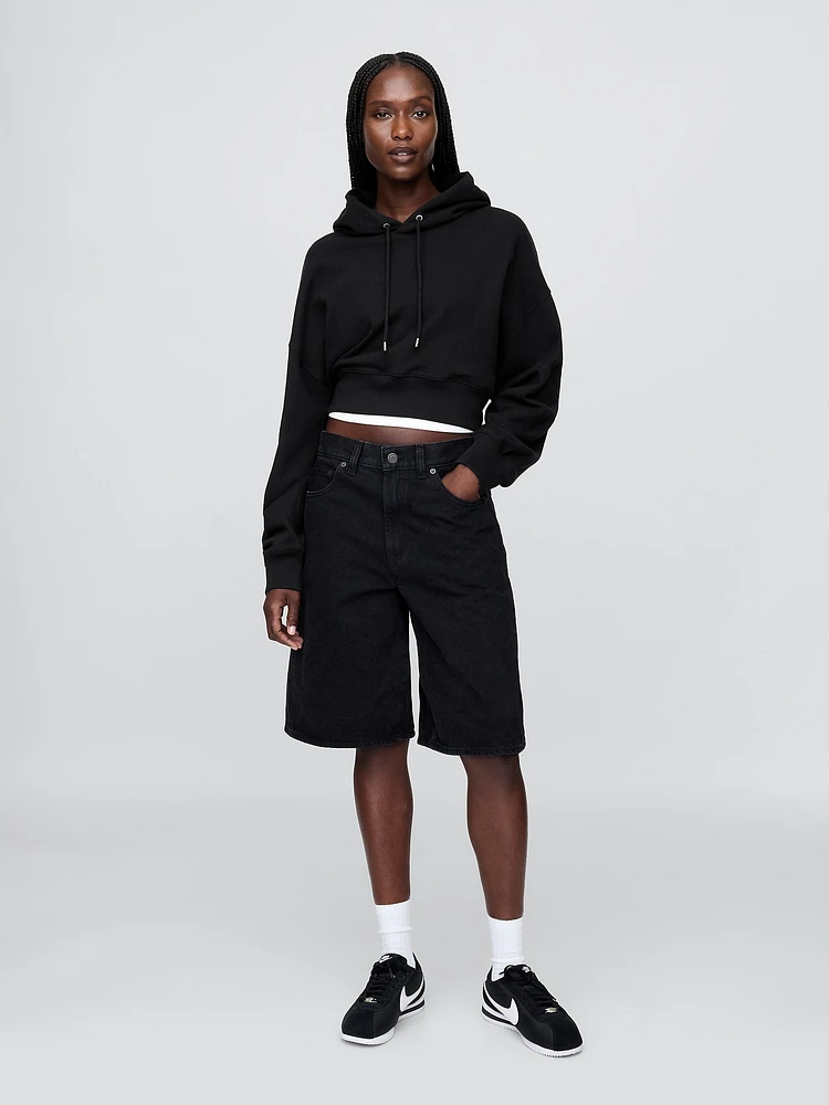French Terry Oversized Crop Hoodie