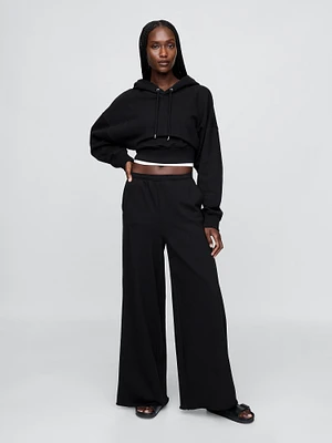 French Terry Wide-Leg Rolled Hem Sweatpants