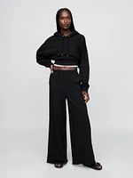 French Terry Wide-Leg Rolled Hem Sweatpants