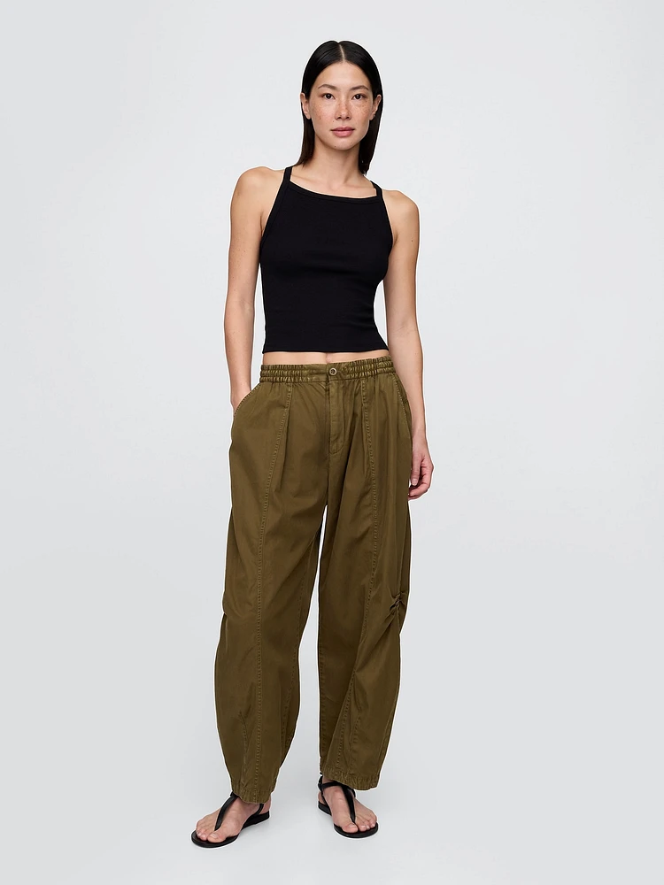 Mid Rise Twill Barrel Pants