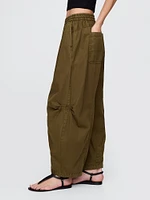 Mid Rise Twill Barrel Pants