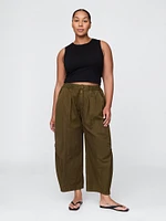 Mid Rise Twill Barrel Pants