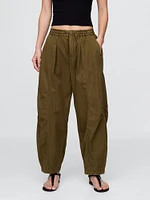 Mid Rise Twill Barrel Pants