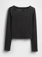 Heavyweight Rib Cropped Boatneck T-Shirt
