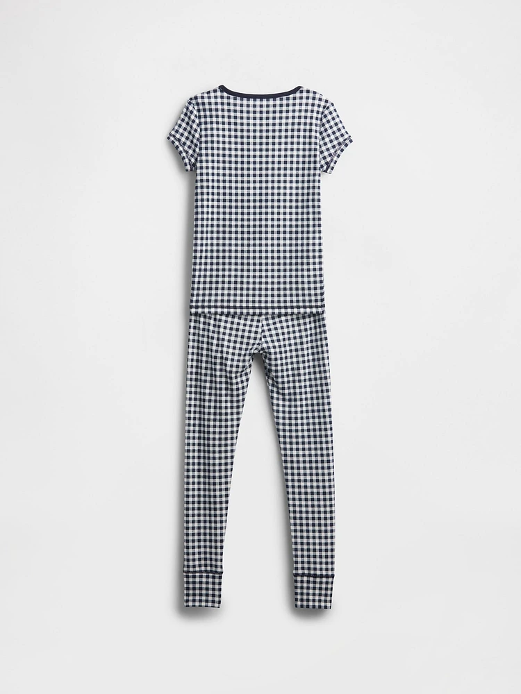 Kids Organic Brushed Cotton Gingham PJ Set