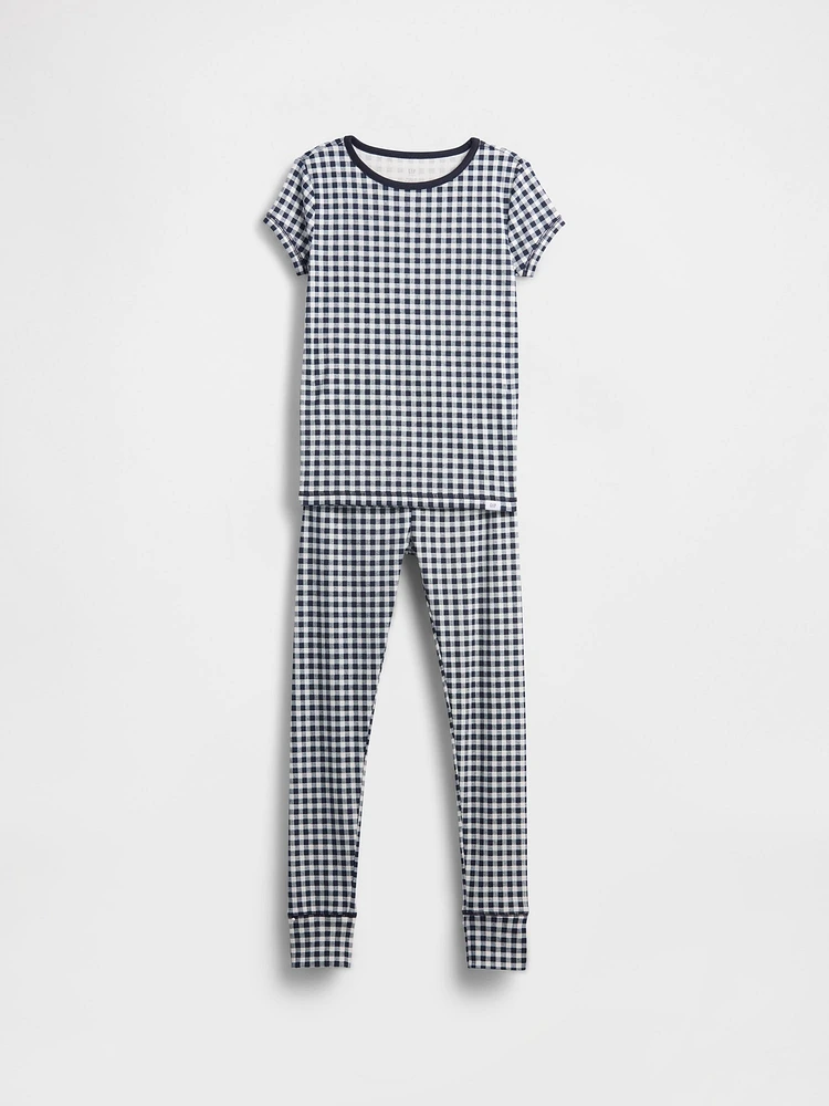 Kids Organic Brushed Cotton Gingham PJ Set