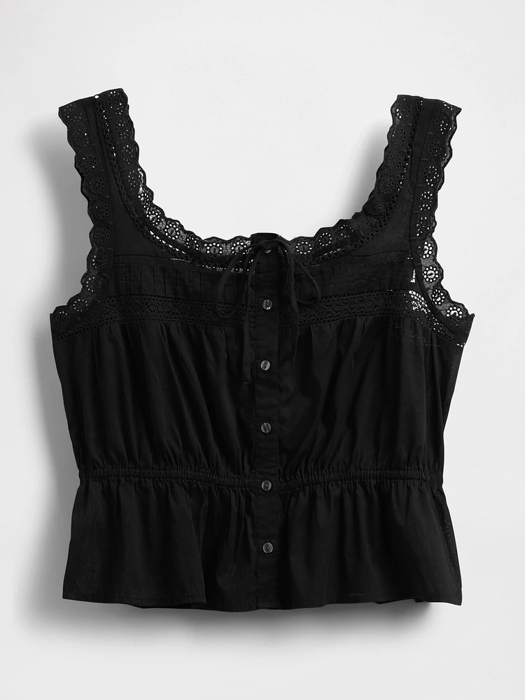 Lace-Trim Peplum Crop Top