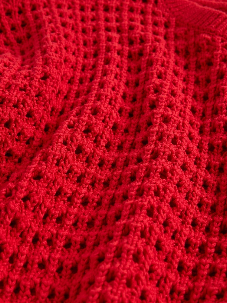 100% Cotton Crochet Crewneck Sweater