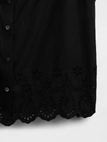 Linen-Blend Embroidered Vest