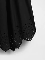 Mixed Media Handkerchief Hem Midi Dress