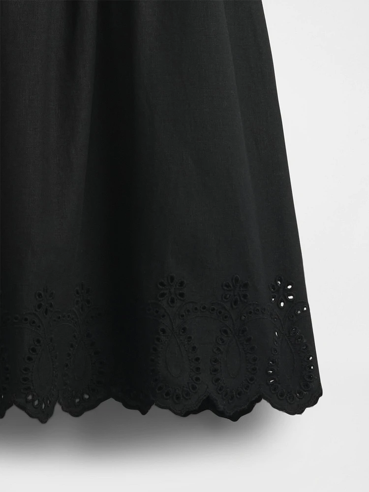 Linen-Blend Smocked Mini Dress