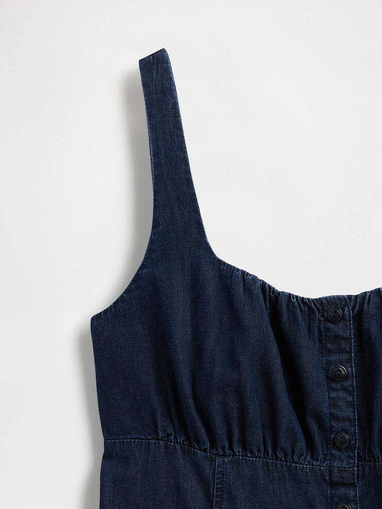 UltraSoft Denim Square-Neck Mini Dress