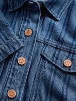 UltraSoft Denim Stripe Popover Mini Dress