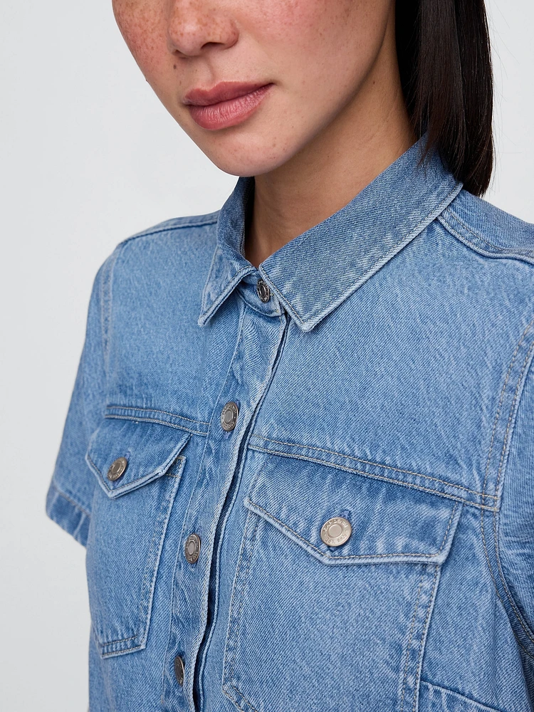 UltraSoft Denim Popover Mini Dress