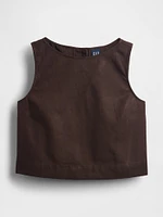 Linen-Blend Crop Shell Tank Top