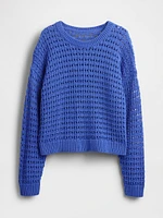 100% Cotton Crochet Crewneck Sweater