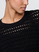 100% Cotton Crochet Crewneck Sweater