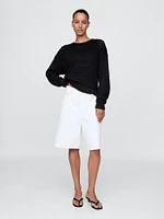 100% Cotton Crochet Crewneck Sweater
