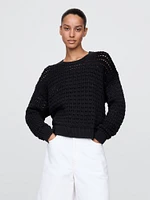 100% Cotton Crochet Crewneck Sweater