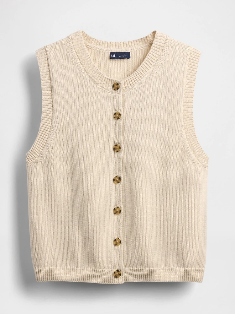 Cropped Cardigan Sweater Vest