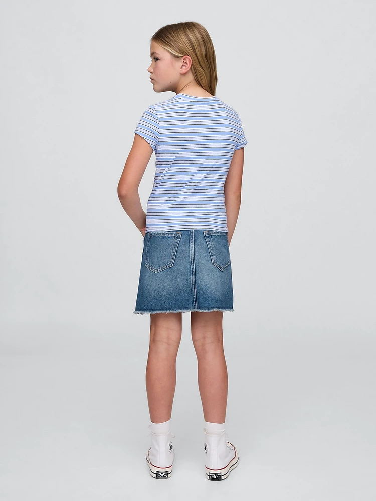 Kids High Rise Denim Skirt