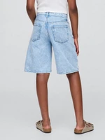 Lilo & Stitch Kids Embroidered Longline Denim Shorts