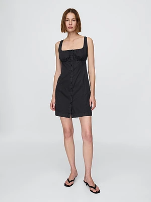 Shirred Button-Front Dress