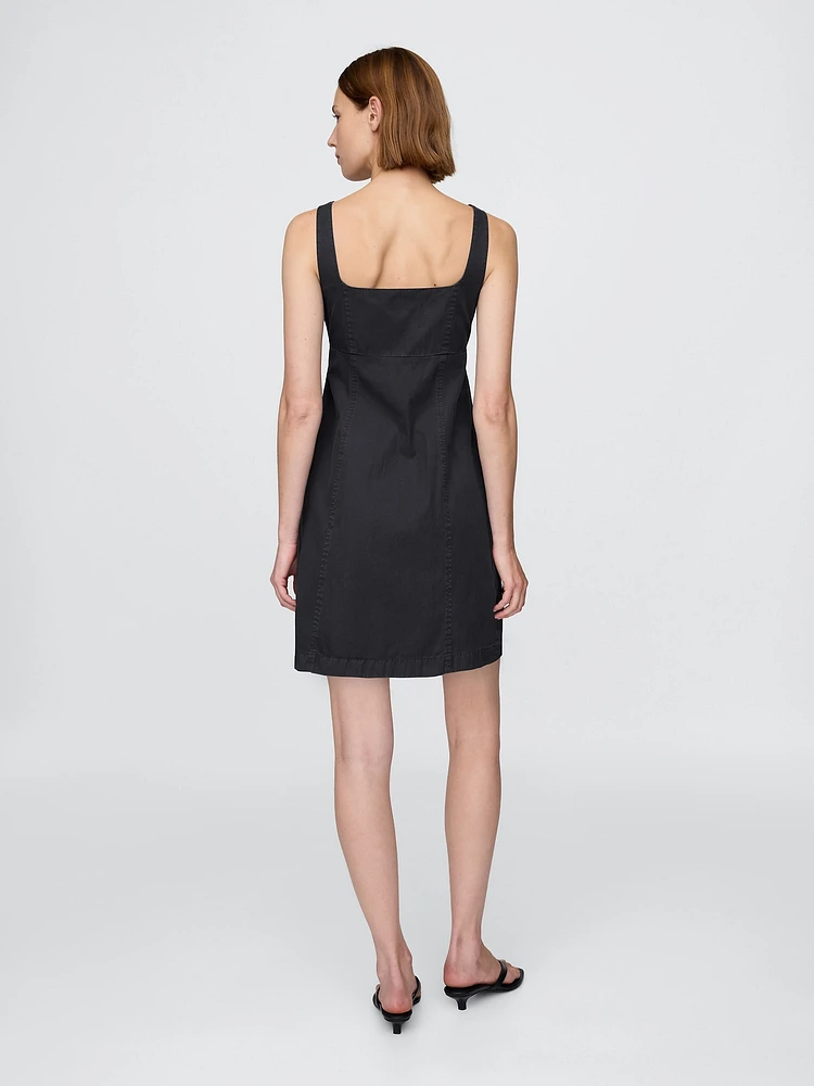 Shirred Button-Front Dress