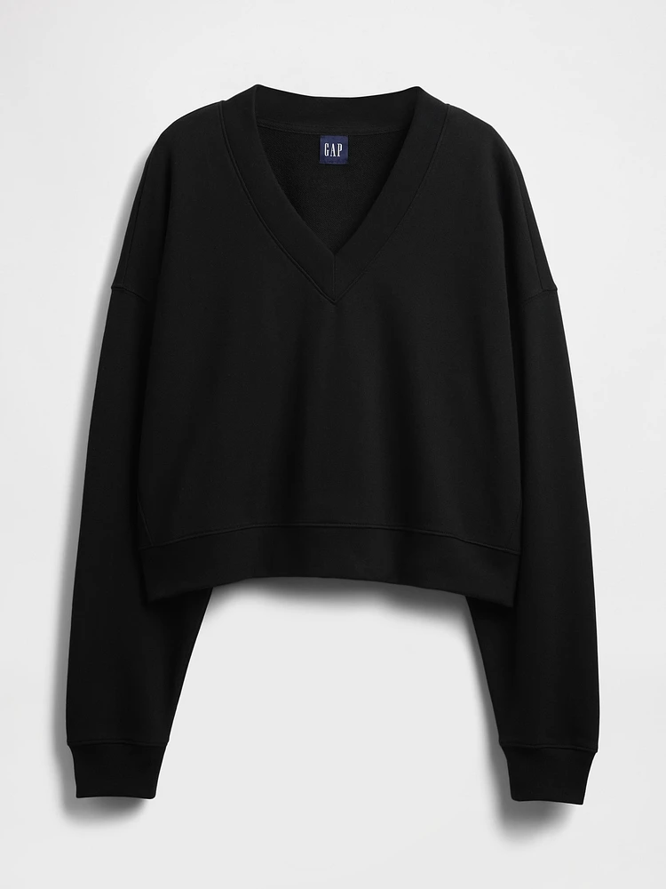 French Terry V-Neck Crop Sweatshirt