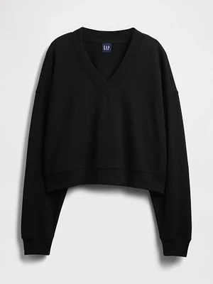 French Terry Cropped V-Neck Sweatshirt