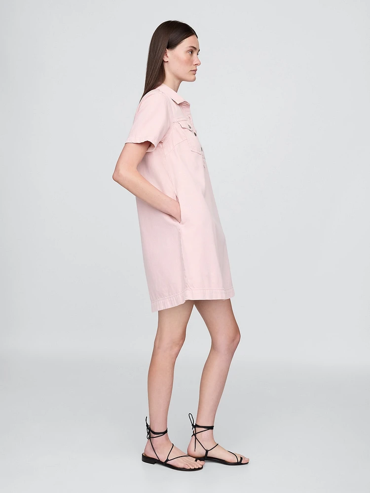 UltraSoft Denim Popover Mini Dress