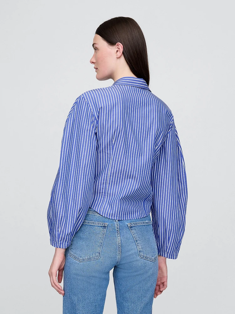 Organic Cotton Poplin Balloon-Sleeve Shirt
