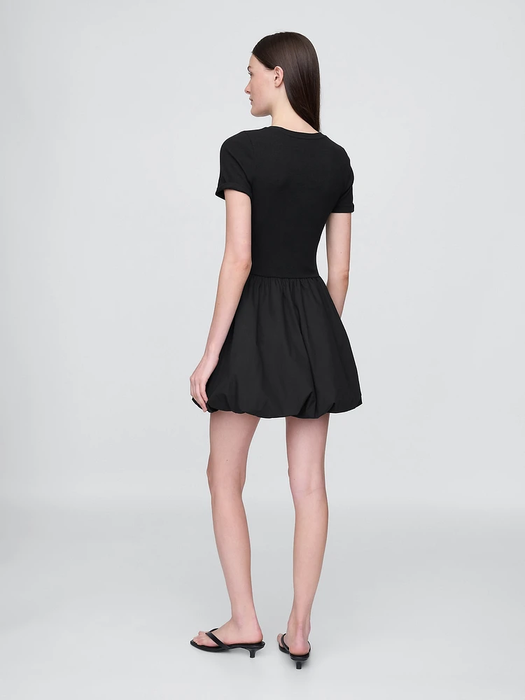 Modern Mixed Media Bubble Mini Dress