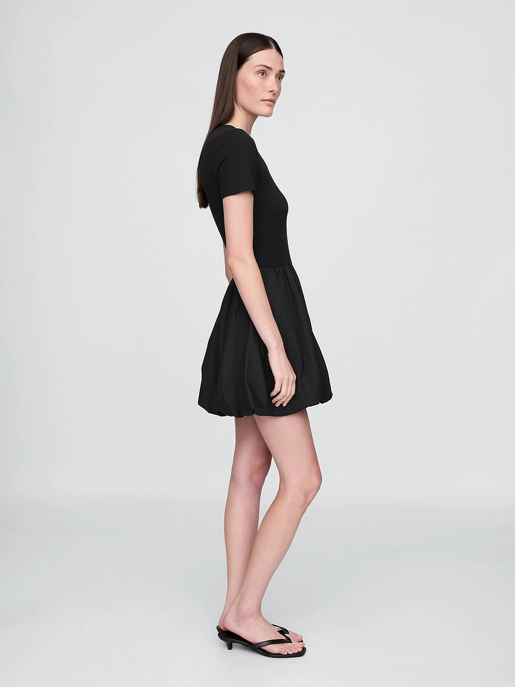 Modern Mixed Media Bubble Mini Dress