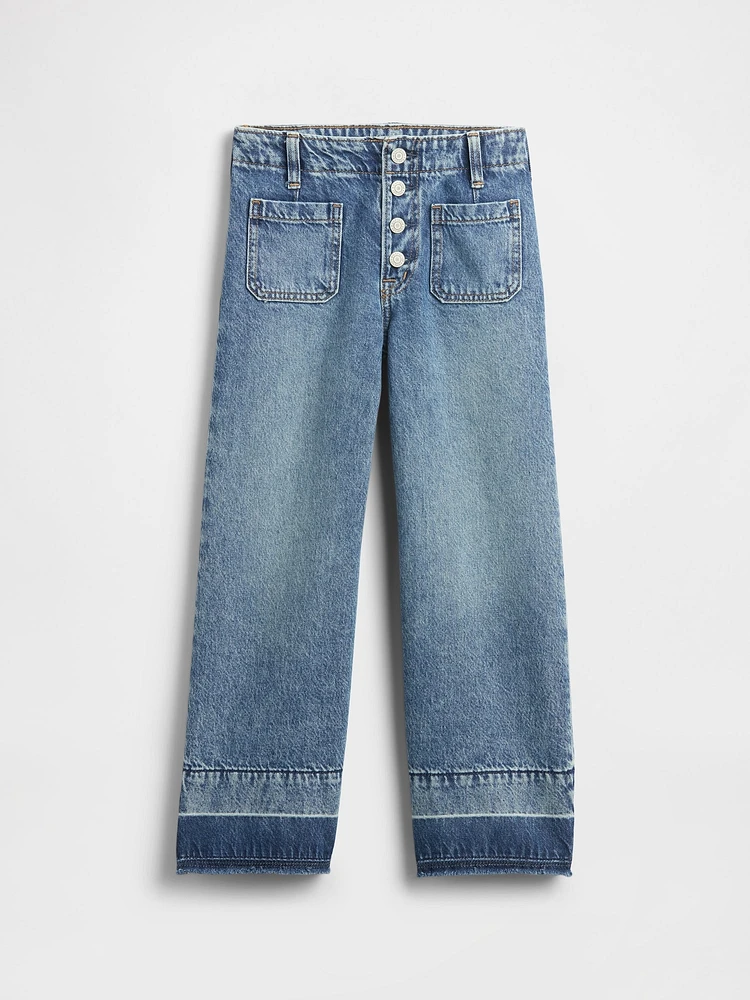 Kids High Rise Stride Wide-Leg Ankle Jeans