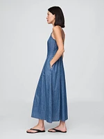 Denim Seamed Maxi Dress
