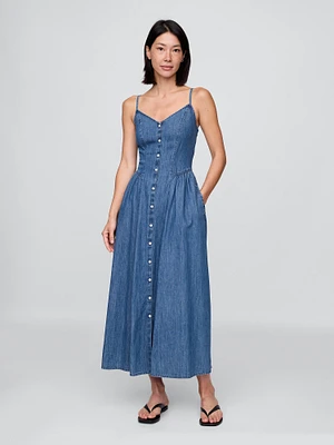 Denim Seamed Maxi Dress